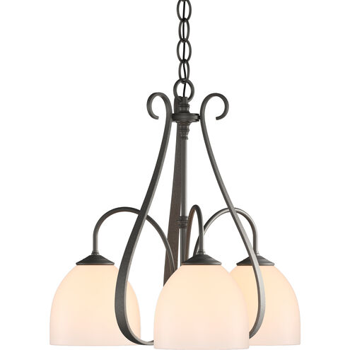 Sweeping Taper 3 Light 18.4 inch Natural Iron Chandelier Ceiling Light in Opal