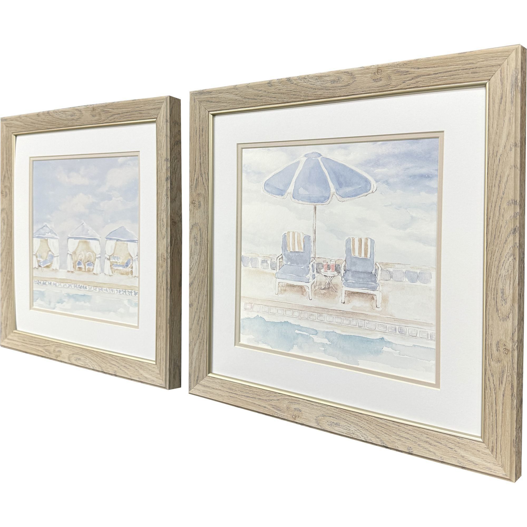 Peaceful Poolside Blue and Beige and White Framed Art, Propac