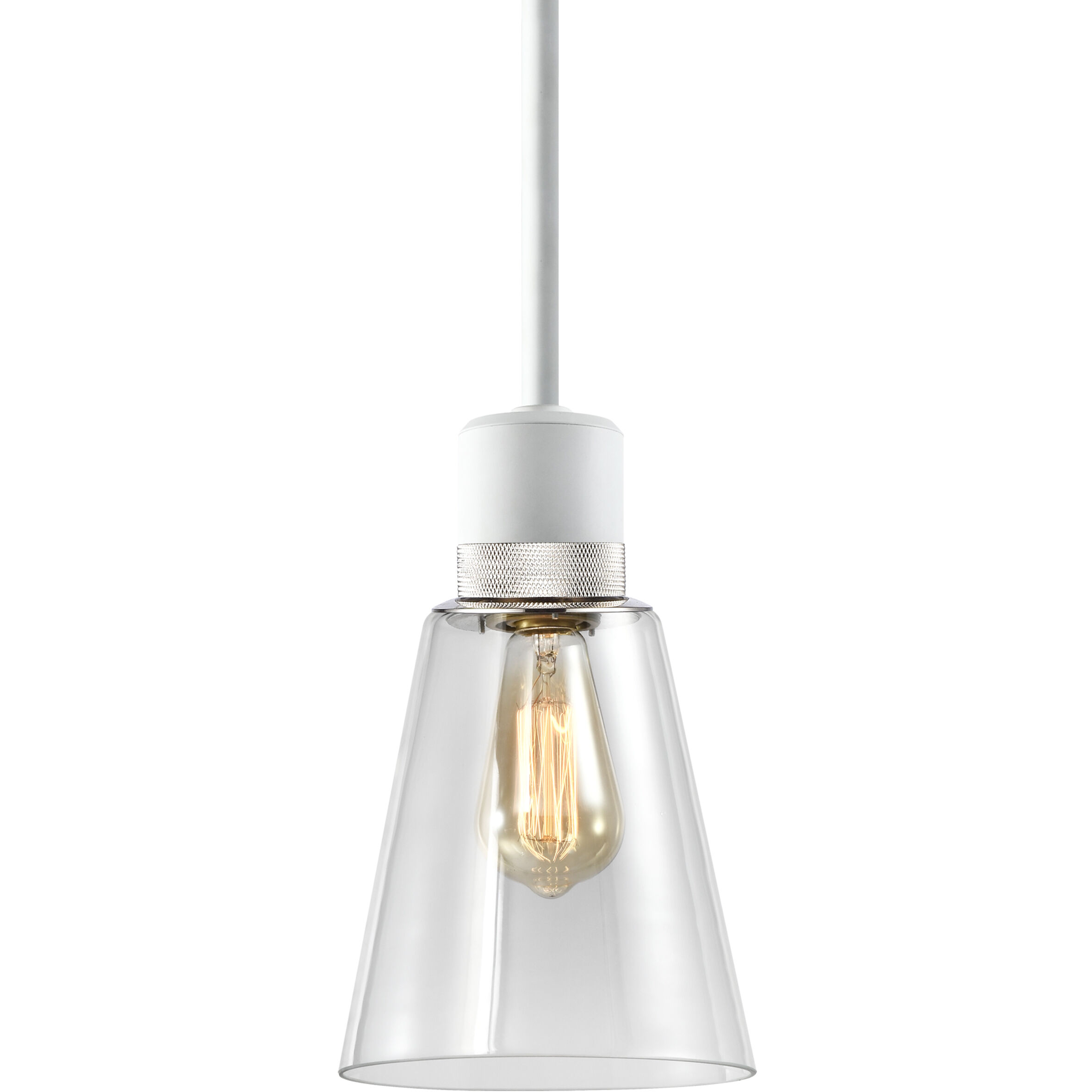 Zigrina 1 Light 7.13 inch Matte White with Polished Nickel Pendant Ceiling Light