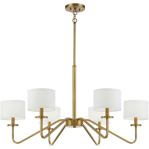 Transitional 6 Light 42 inch Natural Brass Chandelier Ceiling Light