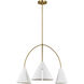 Kelly by Kelly Wearstler Cambre 3 Light 32.38 inch Matte White and Burnished Brass Chandelier Ceiling Light in Matte White / Burnished Brass