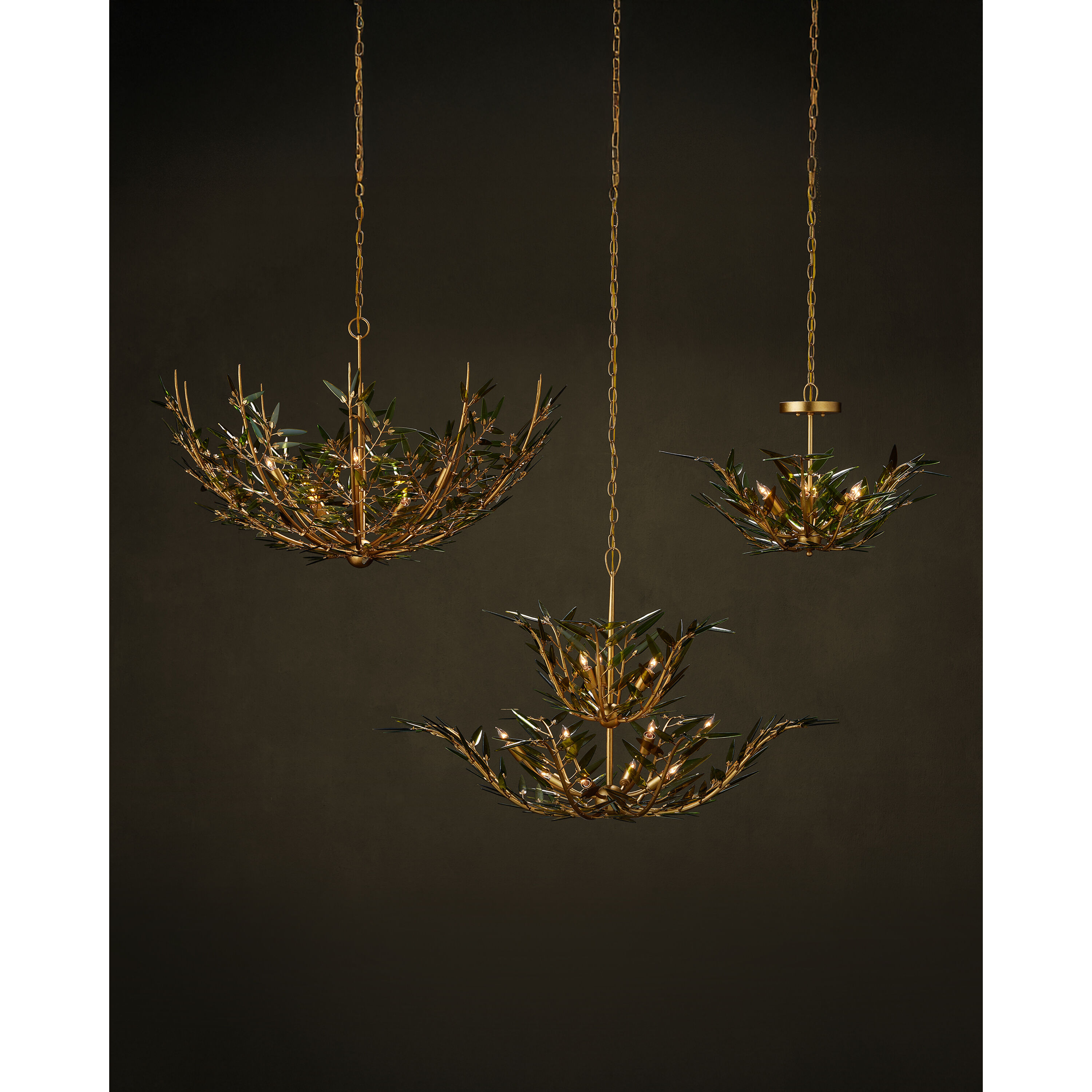 Babylon 6 Light 30.5 inch Green/Contemporary Gold Leaf/Contemporary Gold Pendant Ceiling Light