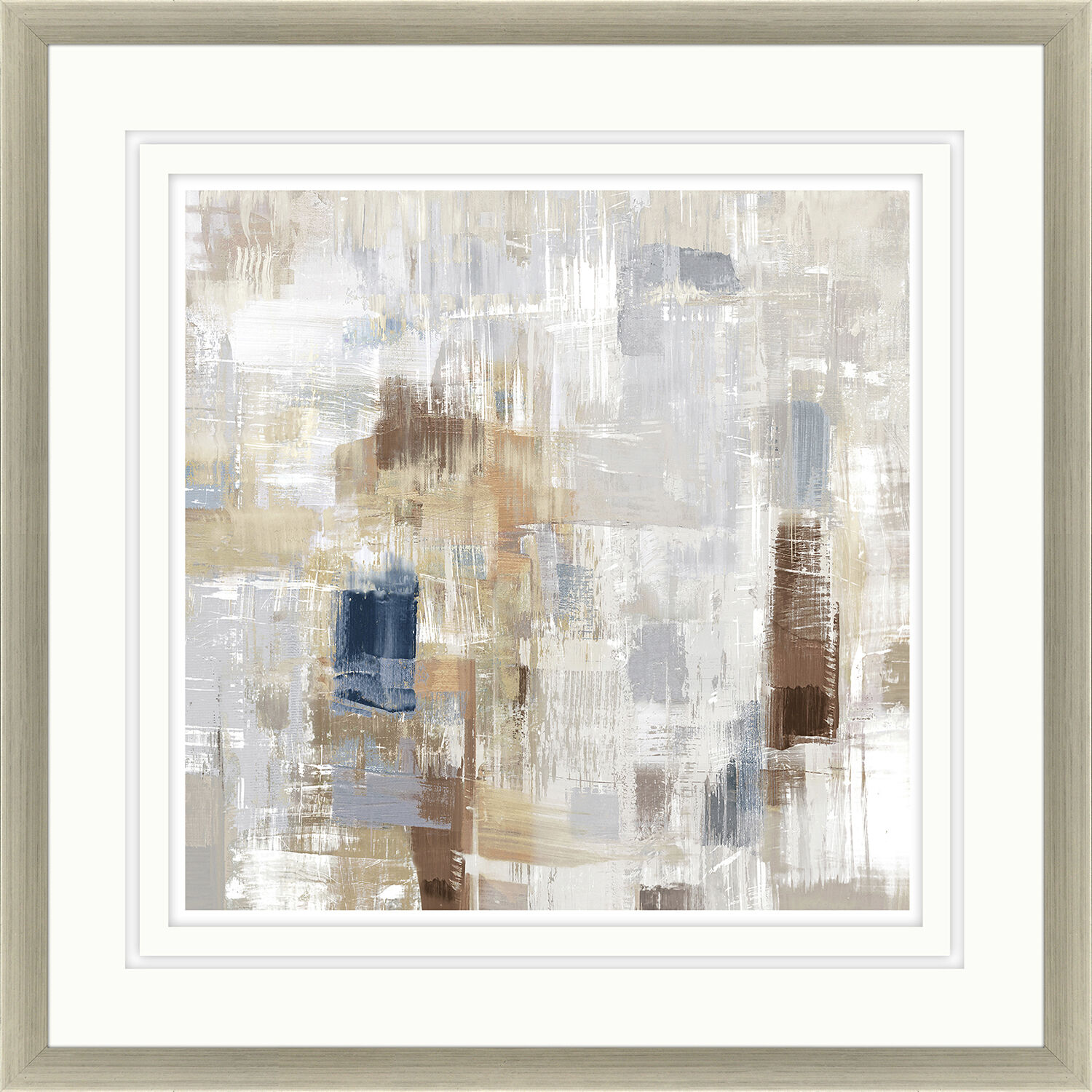 Cosmic Rush Storm Rush White and Beige and Blue and Brown Framed Art