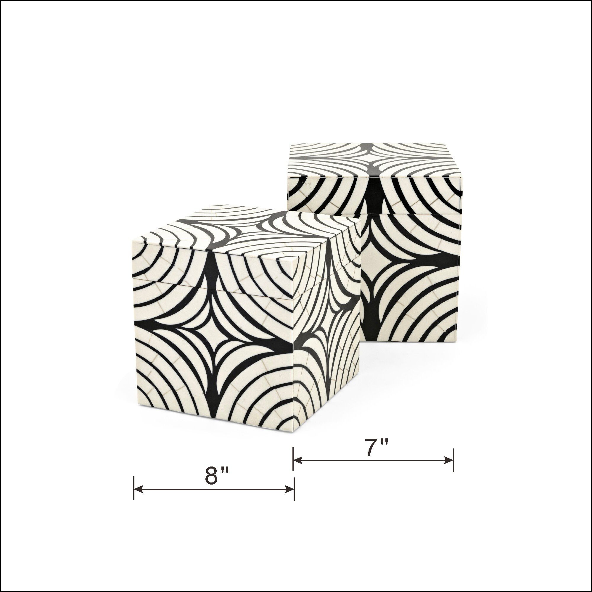Daytona 7 inch White/Black Decorative Box