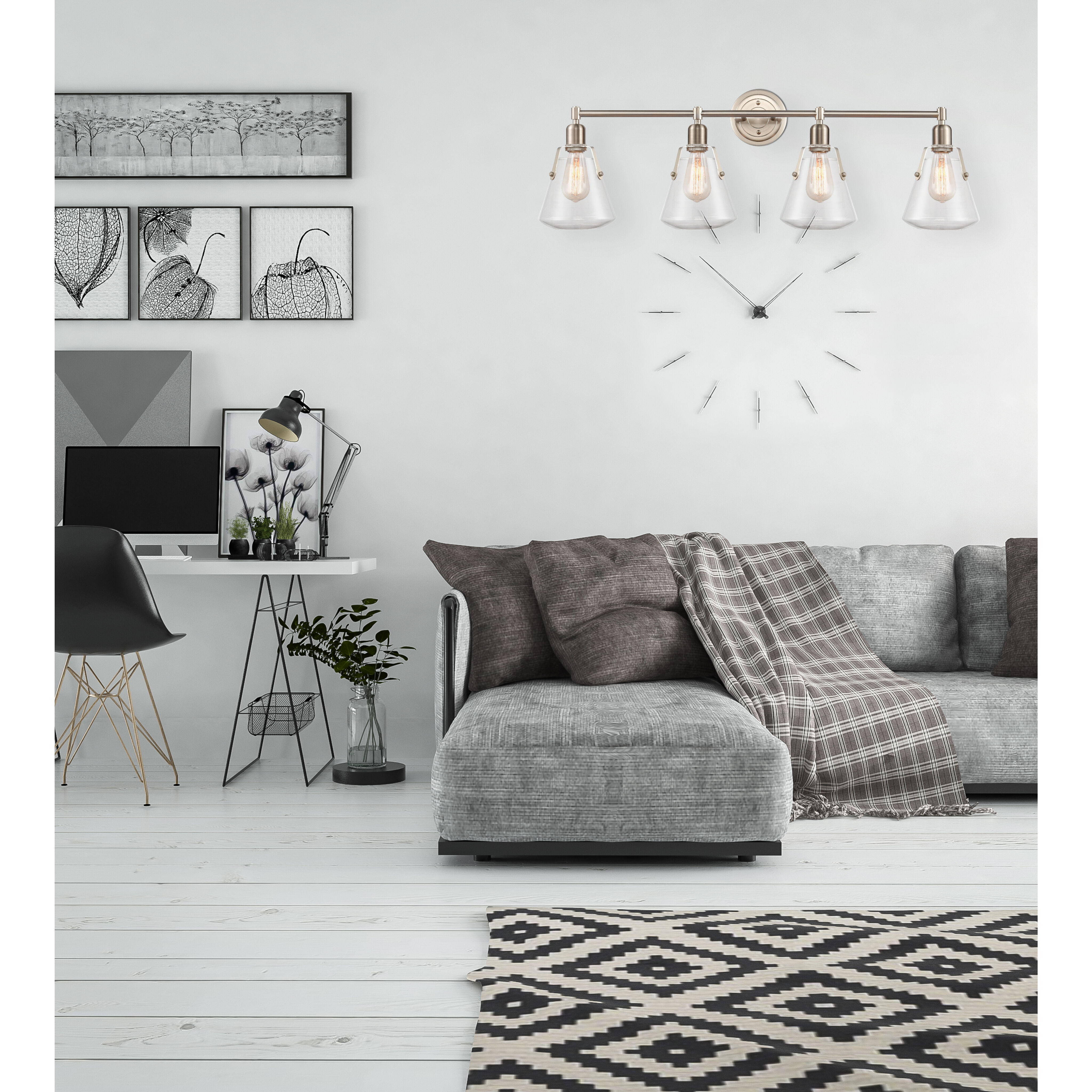 Luna 4 Light 40 inch Satin Nickel Bath Vanity Light Wall Light