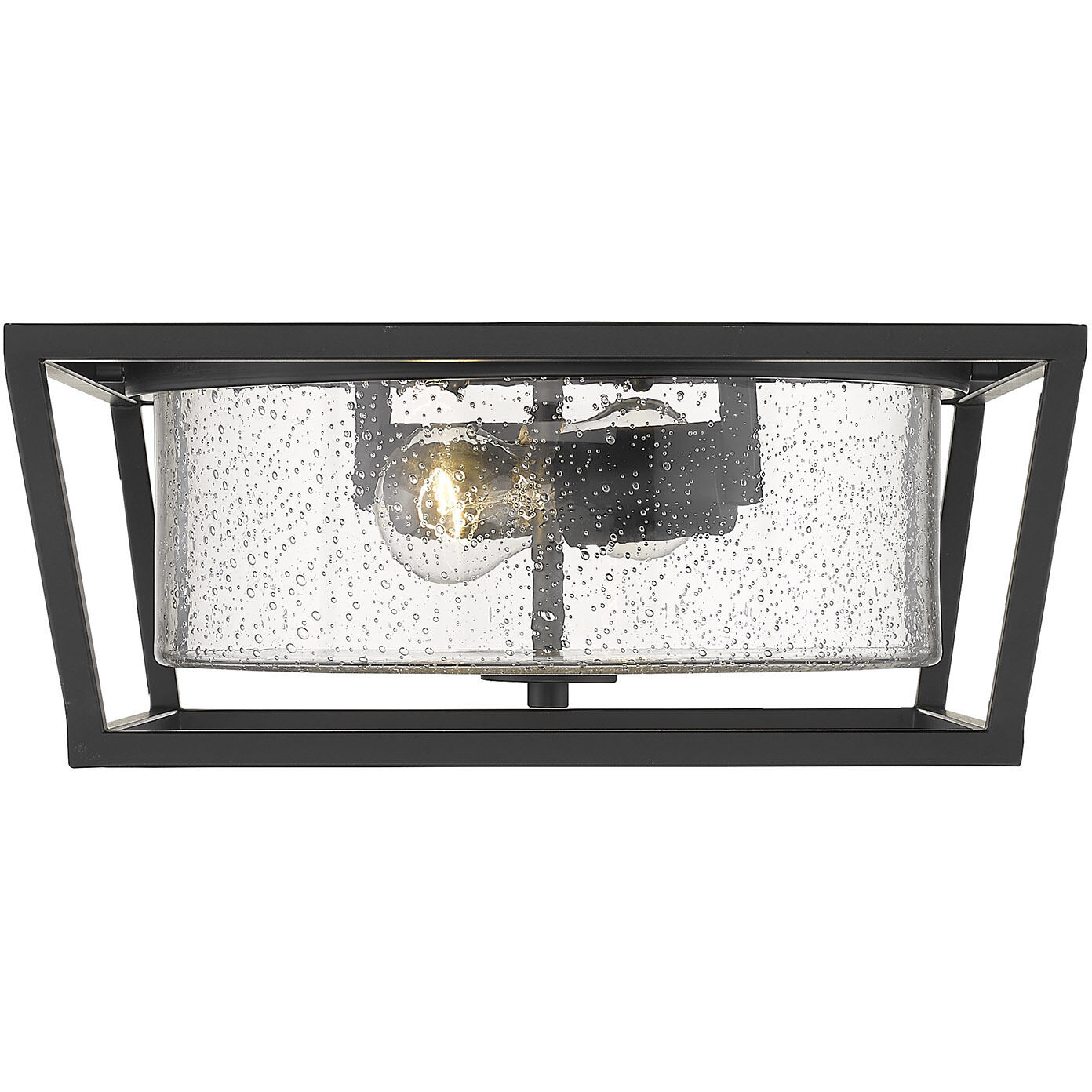 Mercer 2 Light 14.5 inch Matte Black Flush Mount Ceiling Light in Matte Black/Matte Black, Damp
