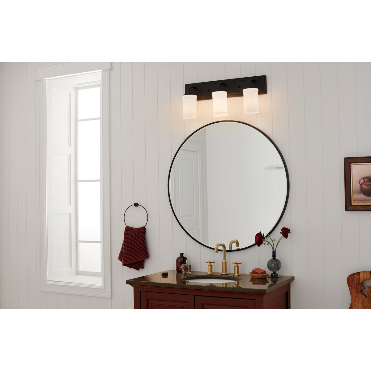 Homestead Vetivene 3 Light 24 inch Textured Black Vanity Light Wall Light, Vetivene