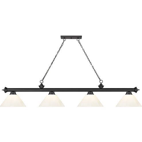 Cordon 4 Light 81.25 inch Matte Black Billiard Ceiling Light in White Plastic