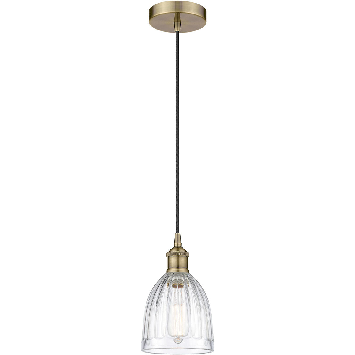 Edison Brookfield 1 Light 6 inch Antique Brass Mini Pendant Ceiling Light
