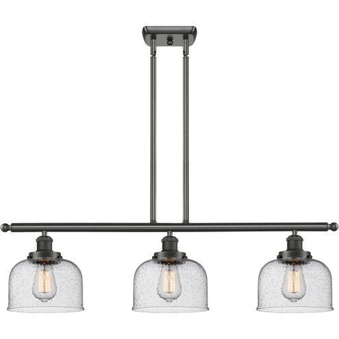 Ballston Large Bell 3 Light 36 inch Oil Rubbed Bronze Island Light Ceiling Light in Seedy Glass, Ballston