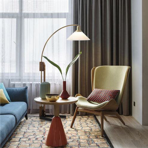 Melmar 60 inch 100.00 watt Walnut and Weathered Brass with Black Arc Floor Lamp Portable Light