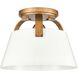 Jepson 1 Light 9.5 inch Antique Gold with Matte White Semi Flush Mount Ceiling Light