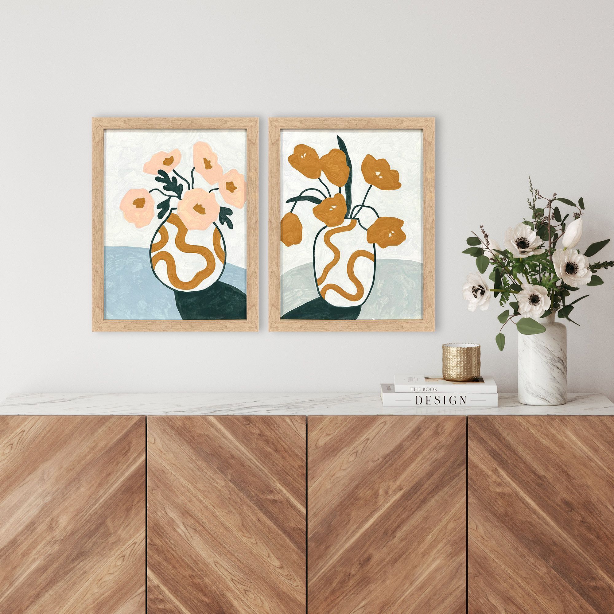 Whimsical Bloom Whimsical Dream Whimsical Oasis Pink and Green and Blue and Teal Framed Art, Propac