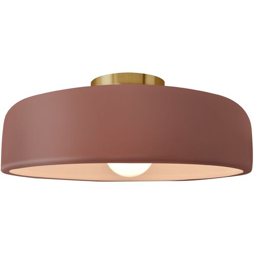 Radiance LED 16 inch Canyon Clay and Brushed Brass Semi Flush Ceiling Light