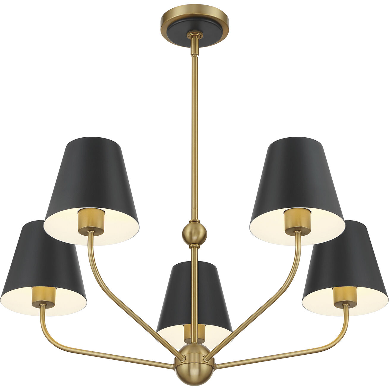 Xavier 5 Light 28 inch Vibrant Gold Chandelier Ceiling Light in Vibrant Gold and Matte Black