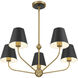 Xavier 5 Light 28 inch Vibrant Gold and Matte Black Chandelier Ceiling Light