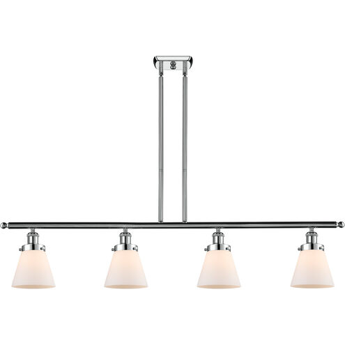 Ballston Small Cone 4 Light 48 inch Polished Chrome Island Light Ceiling Light in Matte White Glass, Ballston