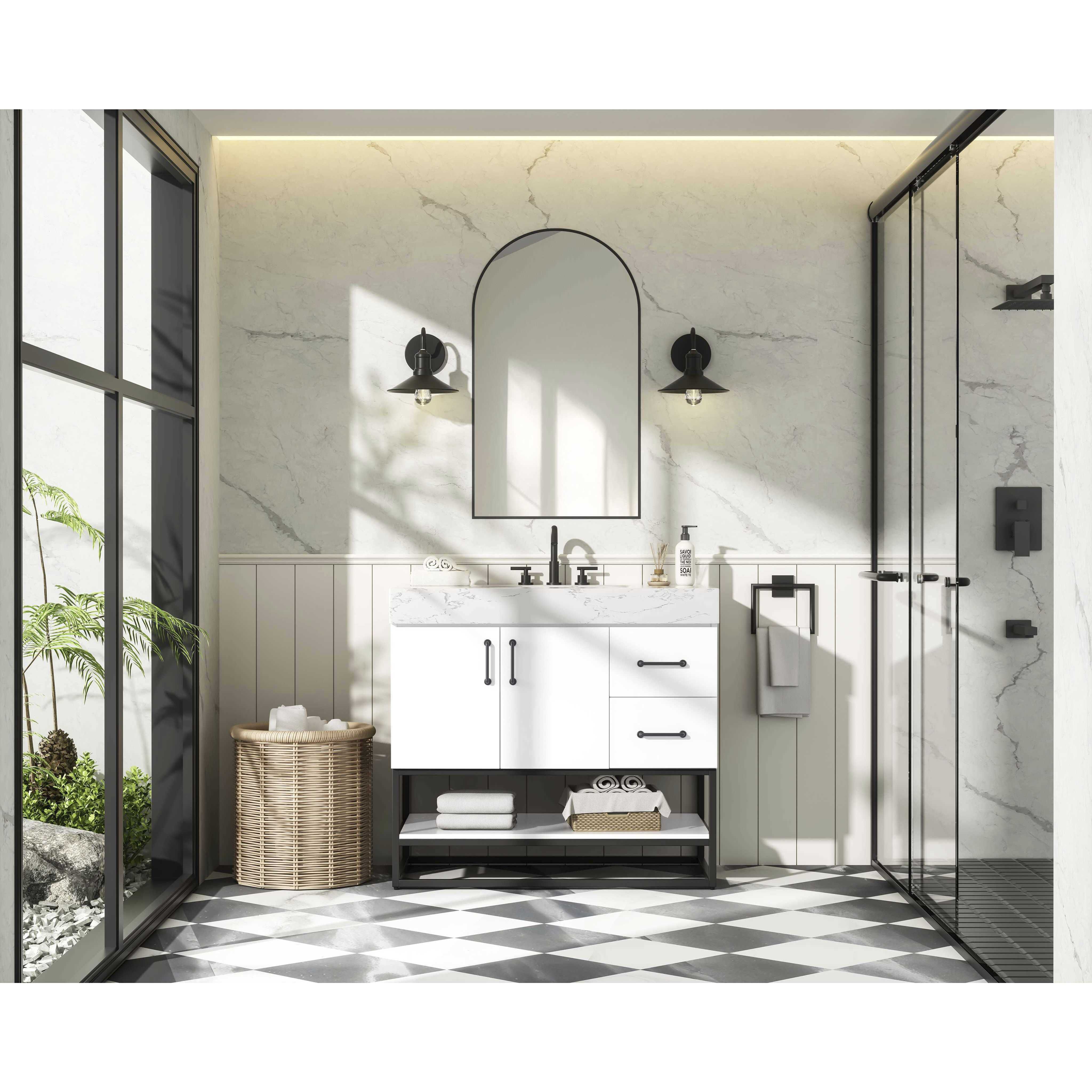 Caroline 36 X 34 inch White Bathroom Vanity Cabinet