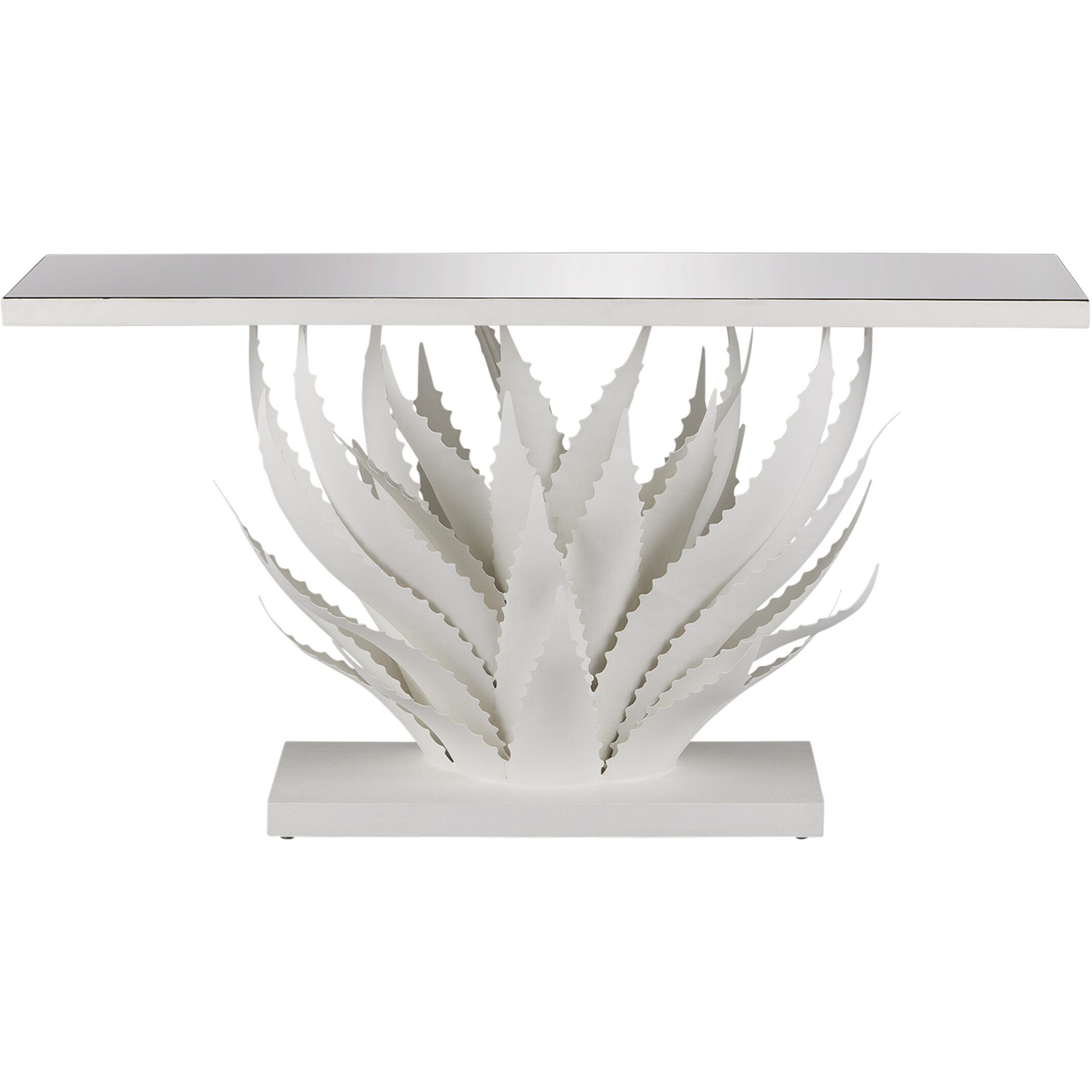 Agave 60.25 inch Gesso White and Mirror Console Table, Marjorie Skouras Collection