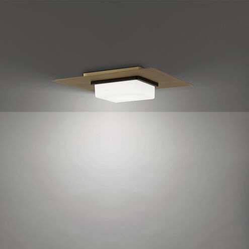 Double Decker LED 14 inch Black Aged Brass Flush Mount Ceiling Light in 2700K, dweLED