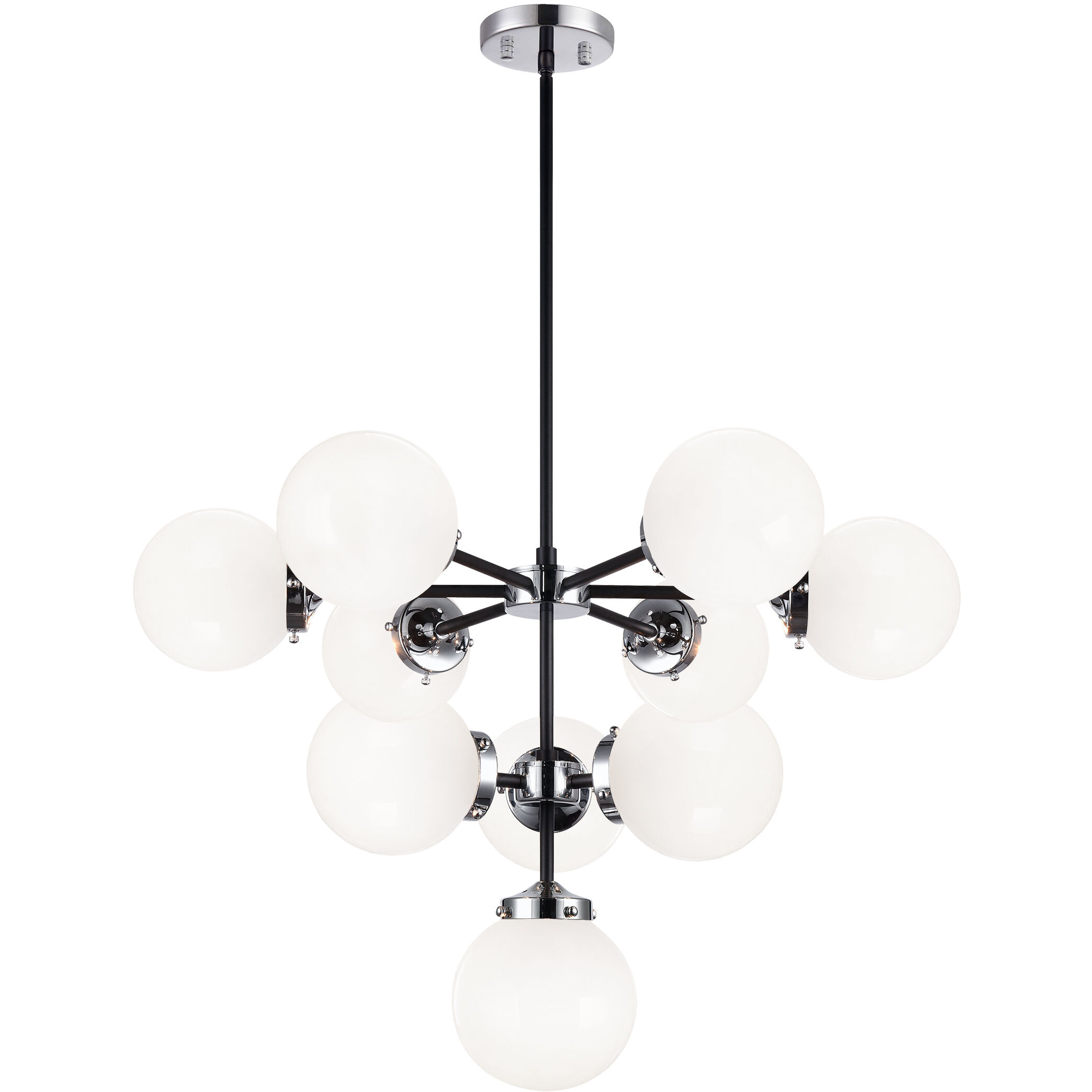 Maru 10 Light 29.38 inch Chrome Chandelier Ceiling Light in Chrome and Opal Glass
