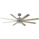 Renegade 52 inch Graphite and Weathered Wood with Weathered Wood Blades Downrod Ceiling Fan in 2700K, Graphite Weathered Wood