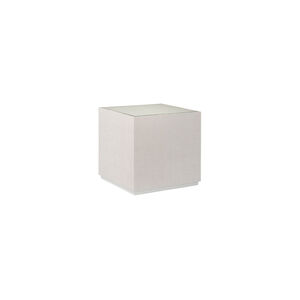 Jamie Merida White Lacquer/Clear/Beveled Side Table