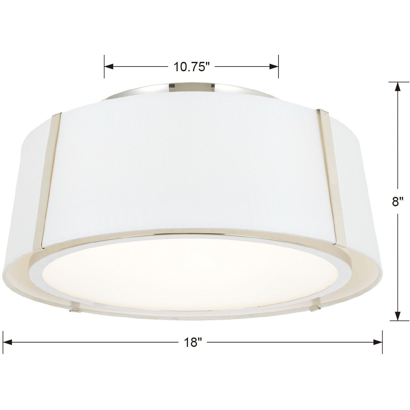 Fulton 3 Light 18 inch Polished Nickel Semi Flush Ceiling Light