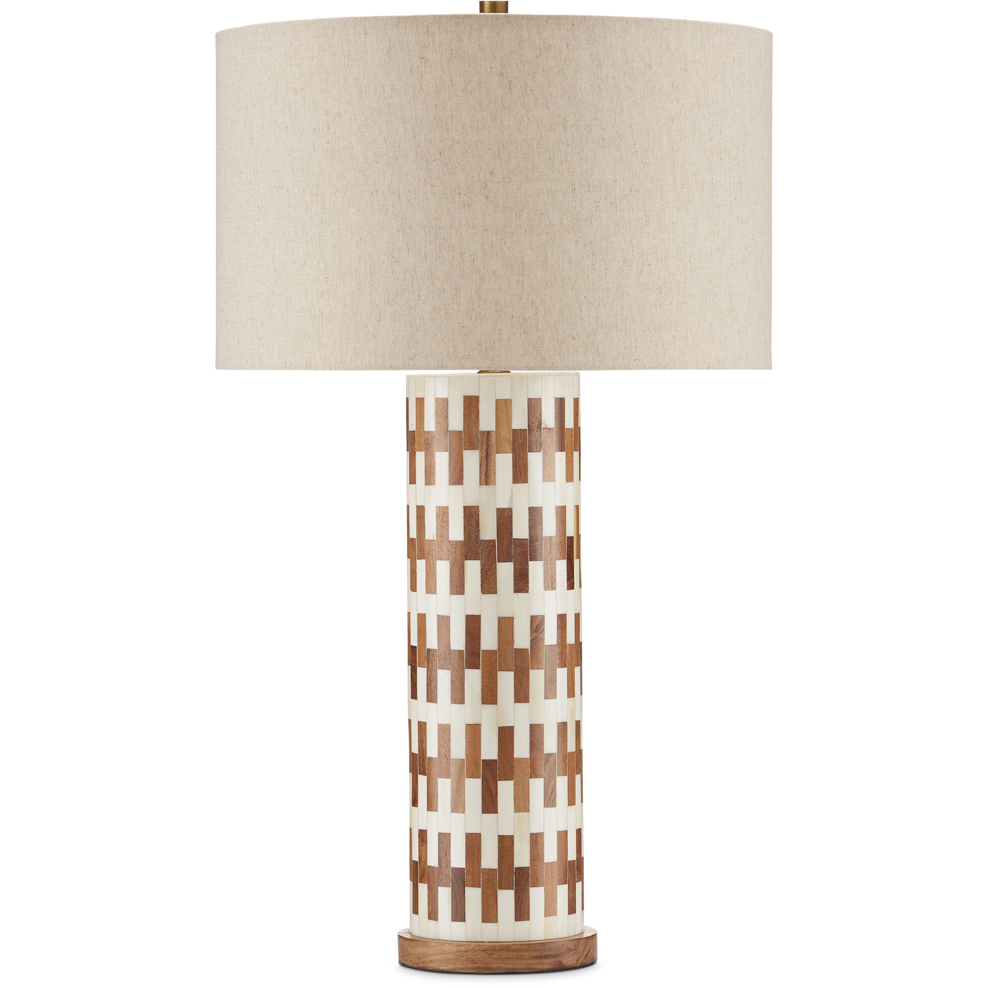 Tia 31 inch 150 watt White and Natural with Antique Brass Table Lamp Portable Light