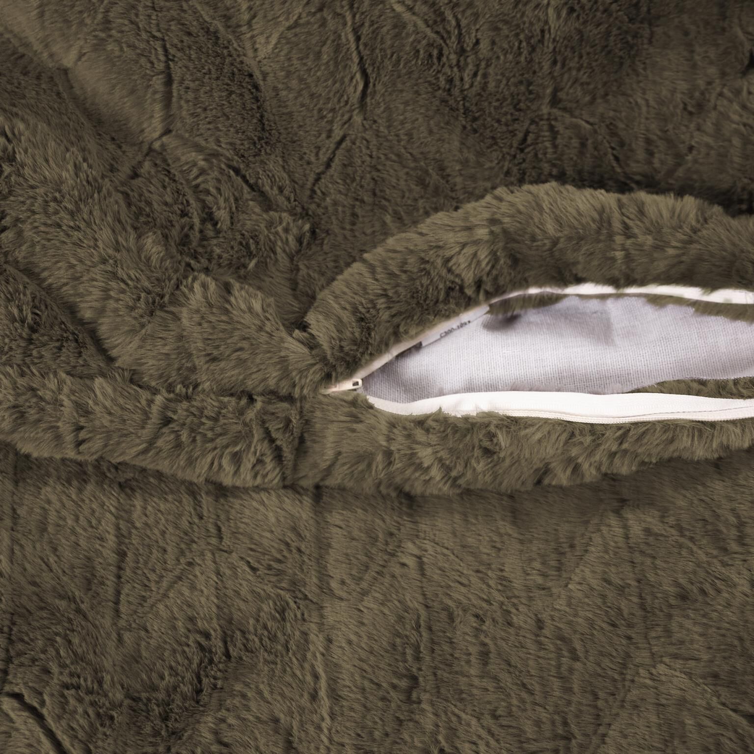 Puff Angora Moss Scroll Rocker with Cover