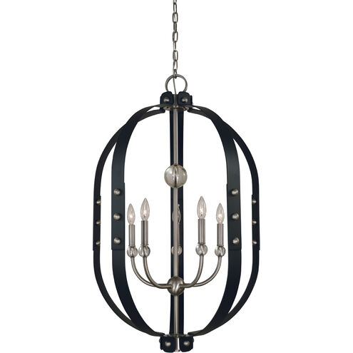 Urban Craftsman 5 Light 24 inch Brushed Nickel/Matte Black Dining Chandelier Ceiling Light