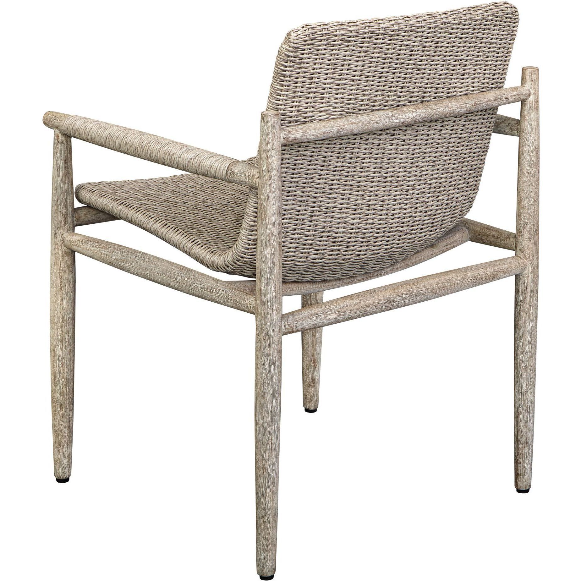 Sumba Light Gray and Cerused Wheat Mahogany Wood Outdoor Dining Chair