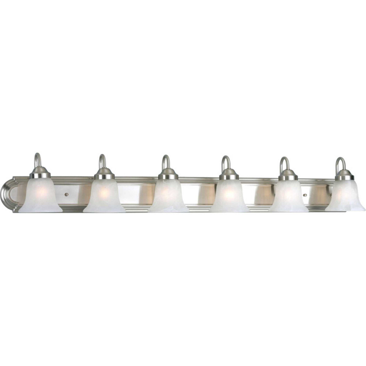 Alabaster Glass 6 Light 48 inch Brushed Nickel Bath Vanity Wall Light