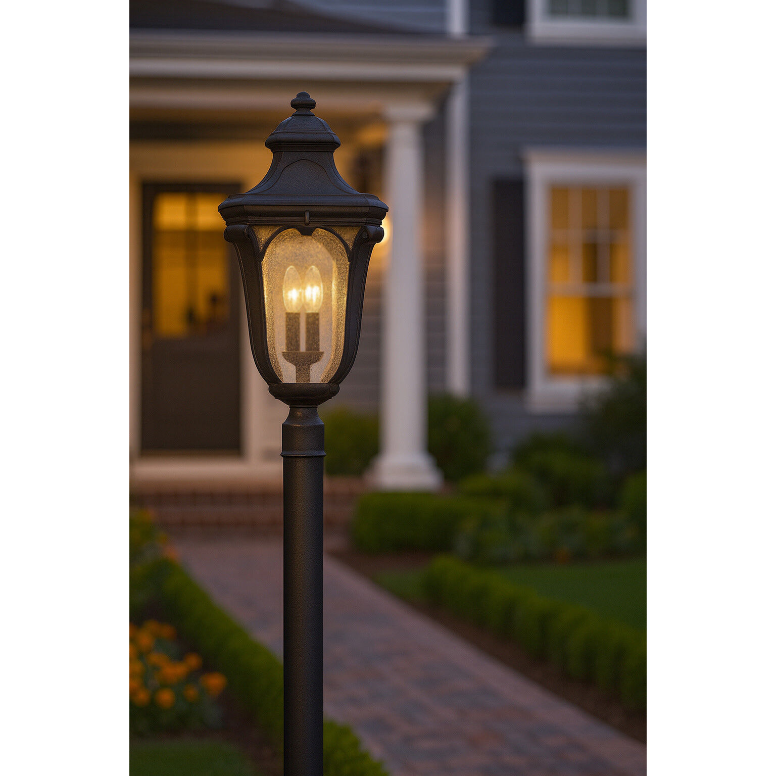 Trafalgar 3 Light 27.5 inch Museum Black Outdoor Post Mount Lantern