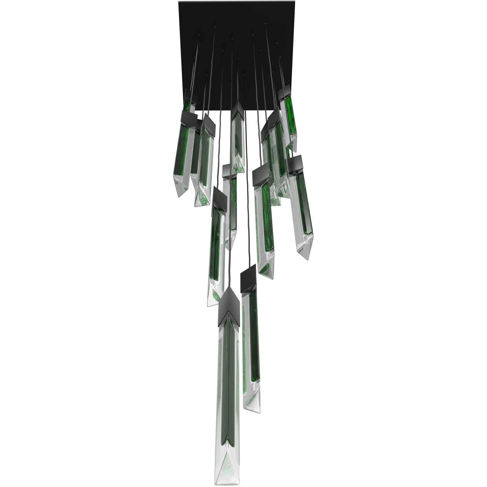 Alpine LED 24 inch Black Jade Glass Multi Port Pendant Ceiling Light