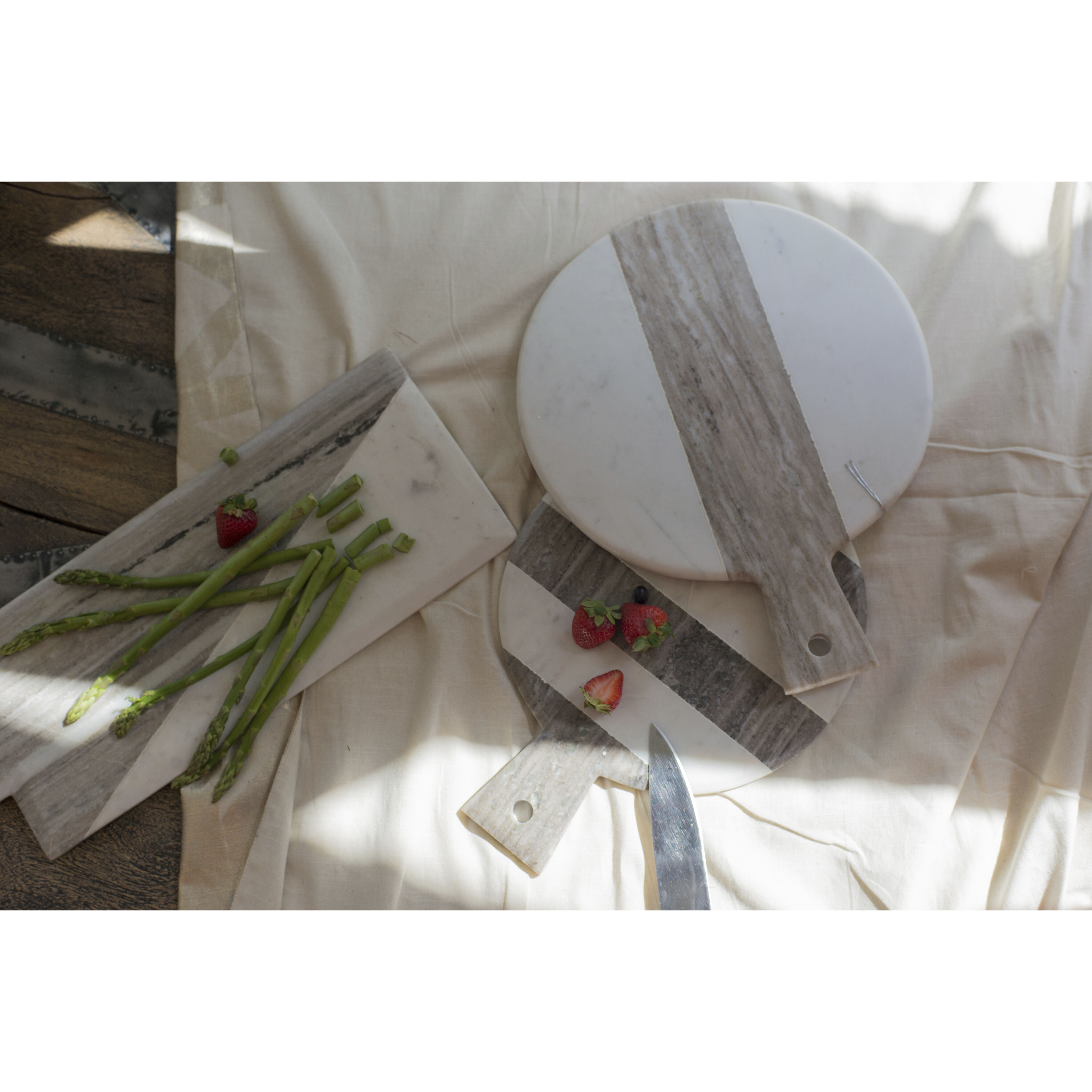 Anita White and Beige Cutting Board