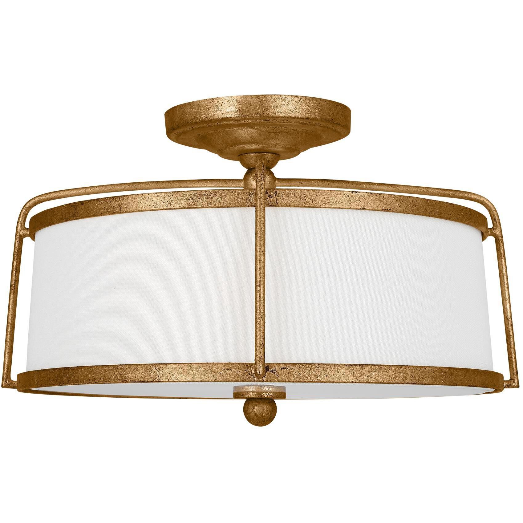 C&M by Chapman & Myers Stonington 2 Light 14 inch Antique Gild Semi-Flush Mount Ceiling Light