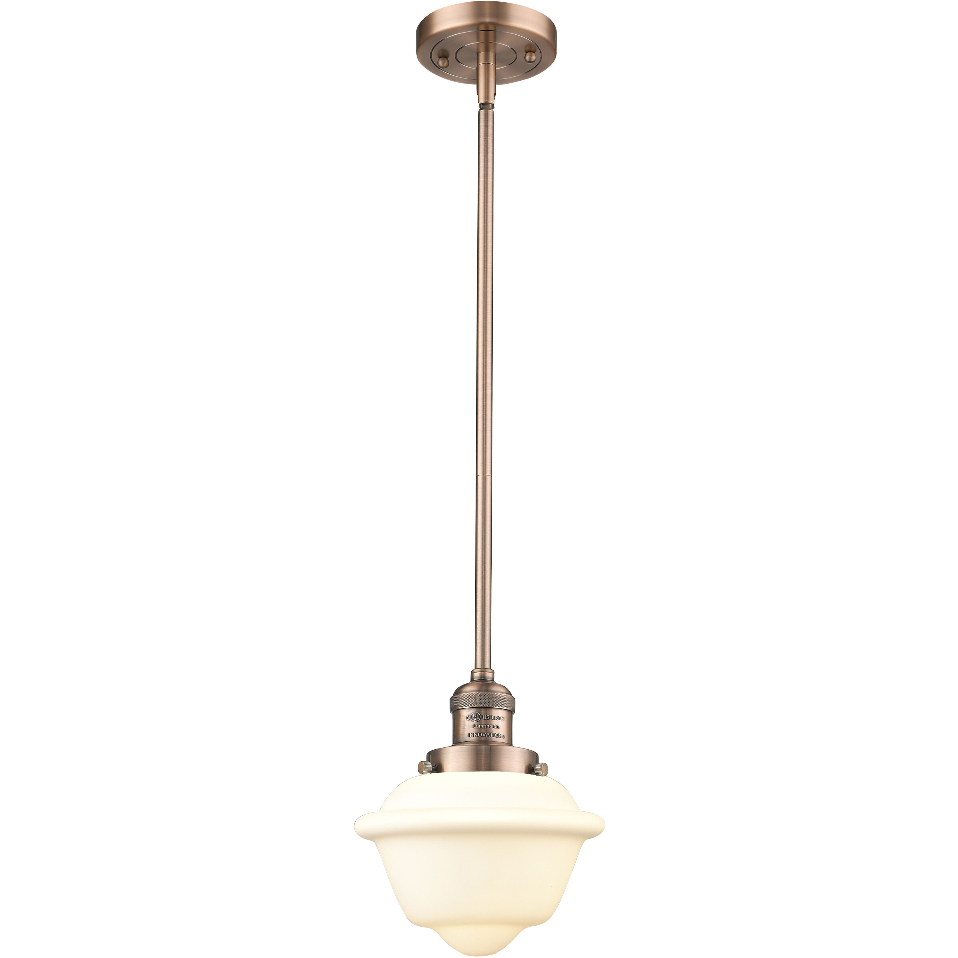 Franklin Restoration Oxford LED 7.5 inch Antique Copper Mini Pendant Ceiling Light in Matte White, Franklin Restoration