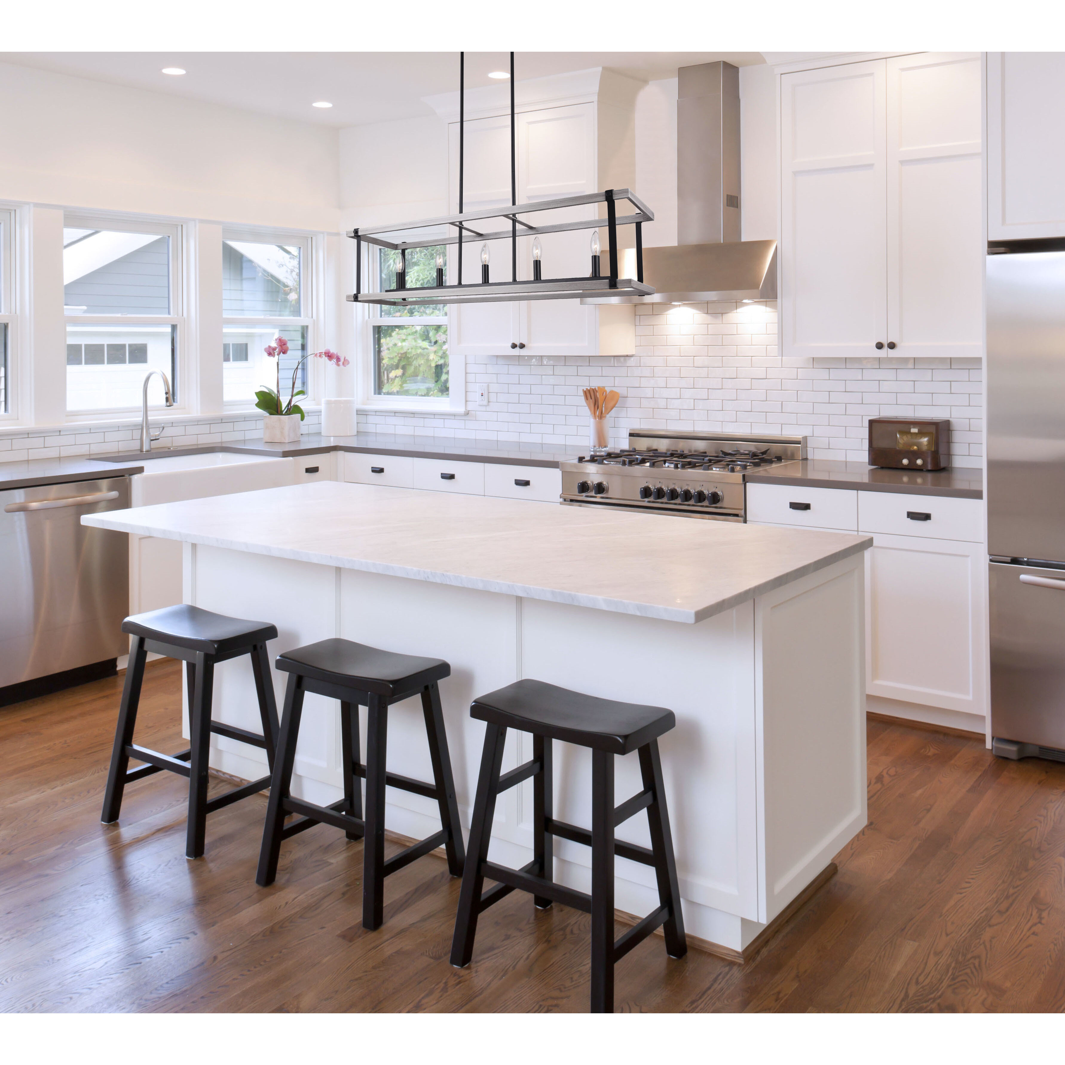 Joelle 5 Light 40 inch Matte Black/Brushed Grey Chandelier Ceiling Light