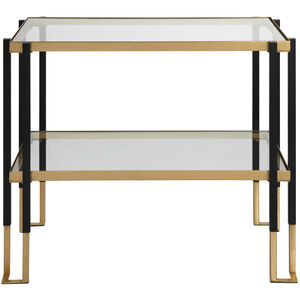 Kentmore 28 X 24 inch Matte Black and Brushed Gold Side Table