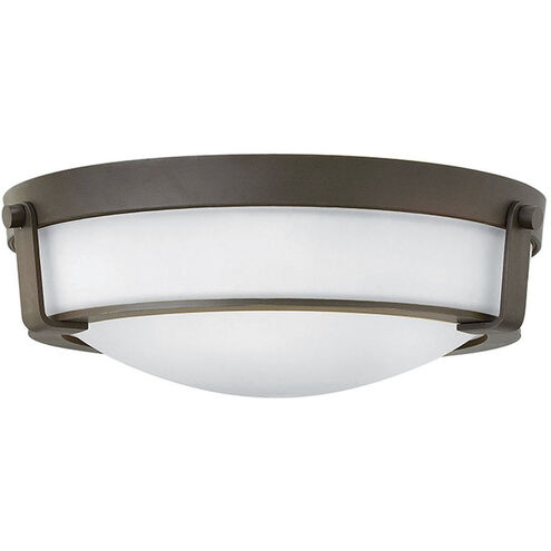 Hathaway Indoor Flush Mount Ceiling Light in Olde Bronze, Etched White