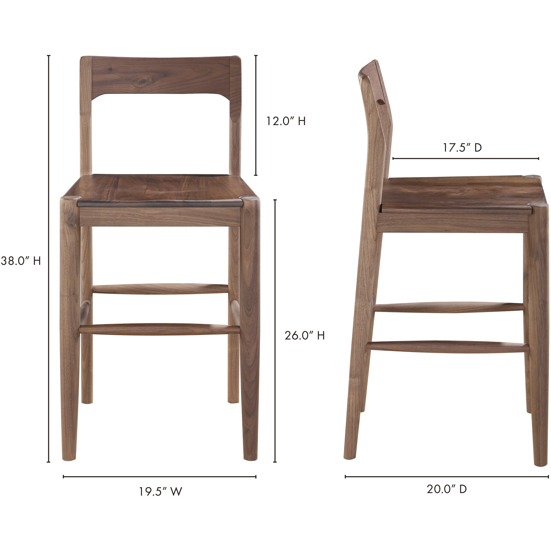 Owing 38 inch Walnut Counter Stool