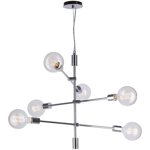 Baton 6 Light 24 inch Chrome Chandelier Ceiling Light