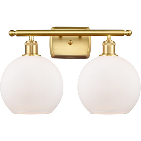 Ballston Athens 2 Light 16 inch Satin Gold Bath Vanity Light Wall Light in Matte White Glass, Ballston