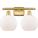 Ballston Athens LED 16 inch Satin Gold Bath Vanity Light Wall Light in Matte White Glass, Ballston