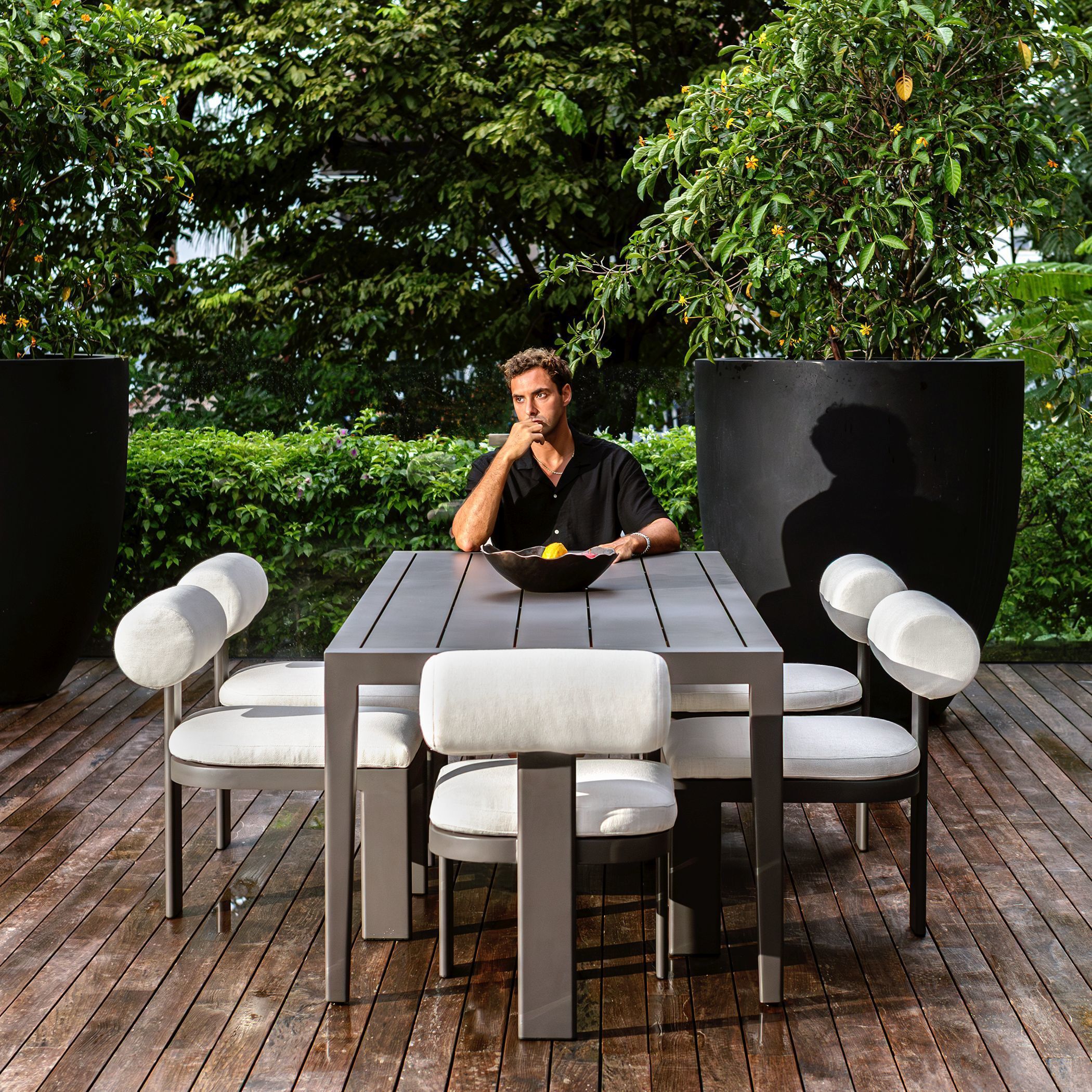 Polanco 92 X 29.75 inch Java Black Outdoor Dining Table
