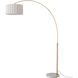 Scallop 92 inch 14 watt Weathered Brass and White Arc Floor Lamp Portable Light