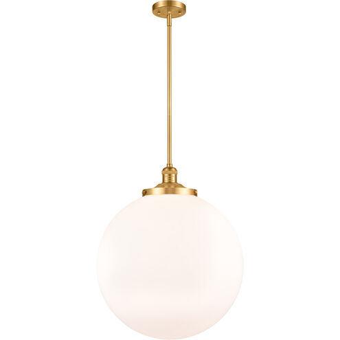 Franklin Restoration Beacon 1 Light 18 inch Brushed Brass Pendant Ceiling Light in Matte White Glass