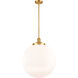 Franklin Restoration Beacon 1 Light 18 inch Brushed Brass Pendant Ceiling Light in Matte White Glass