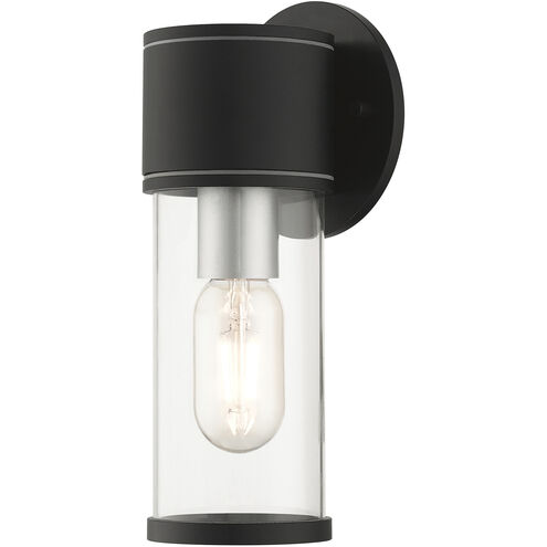 Atlantic 1 Light 4.5 inch Textured Black with Antique Silver Finish Accents ADA Outdoor Small ADA Wall Lantern Wall Light